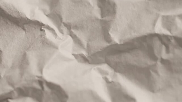 Abstract close-up of crumpled light paper, showing intricate folds and shadows. A versatile textured background