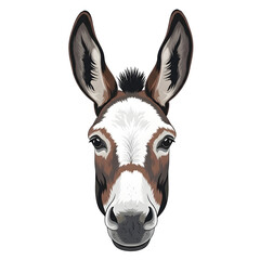 Donkey head portrait isolated on transparent background