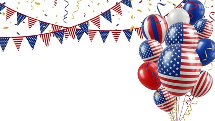 Obraz premium Patriotic balloons and bunting for independence day celebrations