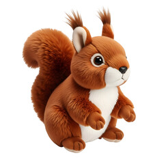Brown stuffed squirrel toy isolated on transparent background
