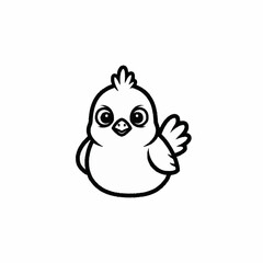 Obraz premium Cute Cartoon Chick Waving Hello.