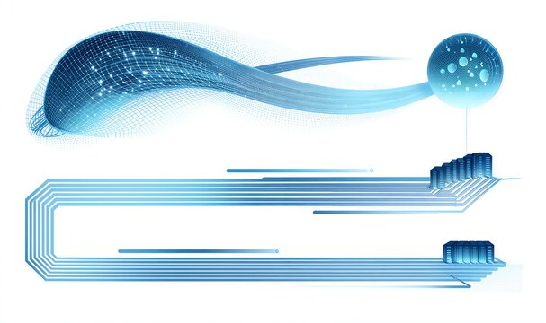 Digital tree of knowledge, glowing nodes connect cloud data in futuristic blue network landscape. - Powered by Adobe