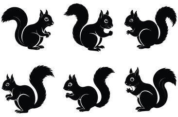 Cute Animal Squirrel Vector Illustration Coloring Book Page Art