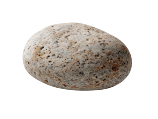 A beautifully textured stone with natural speckles and shades representing geological formation and uniqueness on transparent background