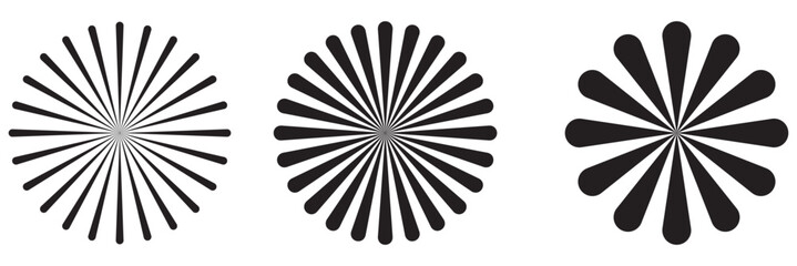 Abstract radial line pattern progression. Minimalist abstract illustration showing radial line patterns evolving in density, symbolizing motion, focus, geometry, and visual rhythm . 