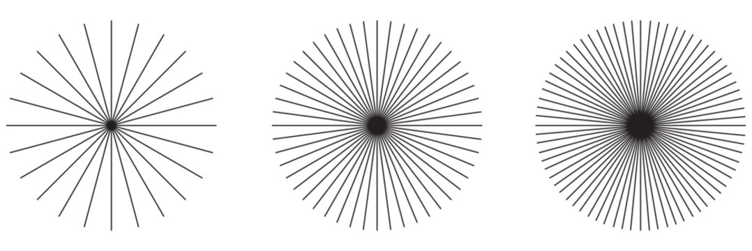 Abstract radial line pattern progression. Minimalist abstract illustration showing radial line patterns evolving in density, symbolizing motion, focus, geometry, and visual rhythm . 