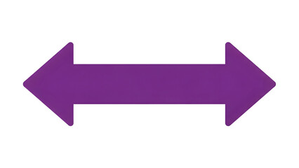 Double-sided purple arrow pointing left and right on a white background