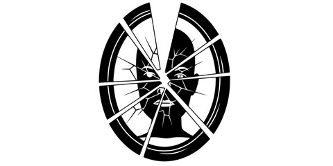 Broken Mirror Shards Psychological Drama Silhouette