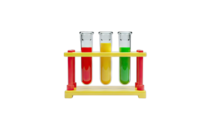 Test Tubes with Colorful Liquids on a Rack