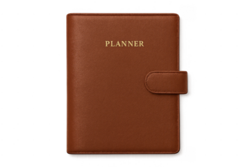 Brown leather planner for business organizing and schedule management