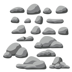 Set of stones, isolated elements for backgrounds. Vector illustration