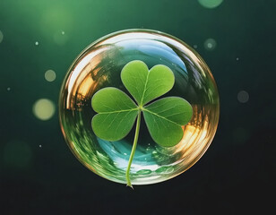 Clear Bubble with Green Shamrock inside AI