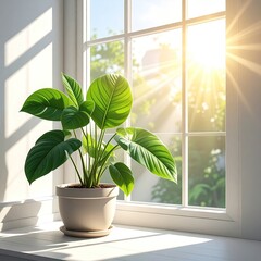 Houseplant by sunny window