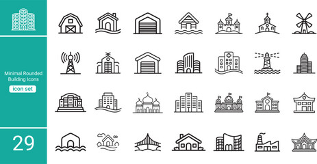 Vector set of landmarks and monuments featuring a residential building icon set with city house 