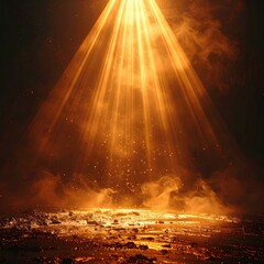 Dramatic spotlight illuminating a dark, smoky stage