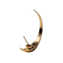 Single Incense Burner Shaped Like Crescent Moon Isolated