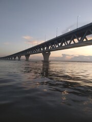 Bridge at sunset. Bangladesh padma bridge. 