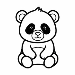 Cute cartoon panda bear sitting illustration.