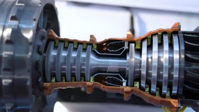Aircraft turbine wheel printed on metal 3d printer. A model created in a laser sintering machine. Concept of 4.0 industrial revolution. 