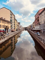 Naklejka premium The Navigli canals in Milan in Italy. It is its historic network of artificial waterways.