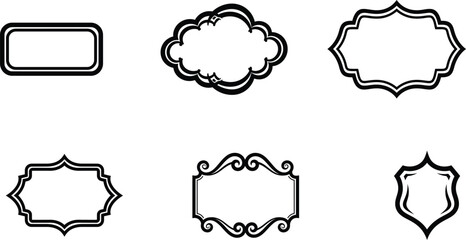Collection of various ornate empty label designs and frames for graphic design