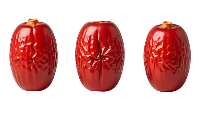Three red chinese dates on a black background