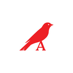vector illustration of a red bird