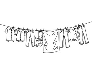 Clothes hanging on a line to dry in the fresh air