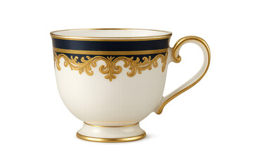 Porcelain tea cup with gold filigree ornate design