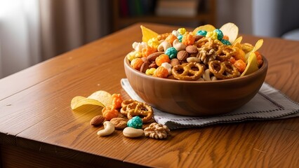 Snack bowl on table.
