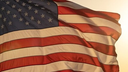 American flag banner waving gracefully, invoking patriotism.