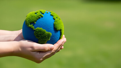Embrace environmental stewardship and a brighter future with this image of a child's hands holding a miniature globe, symbolizing our planet's fragility.