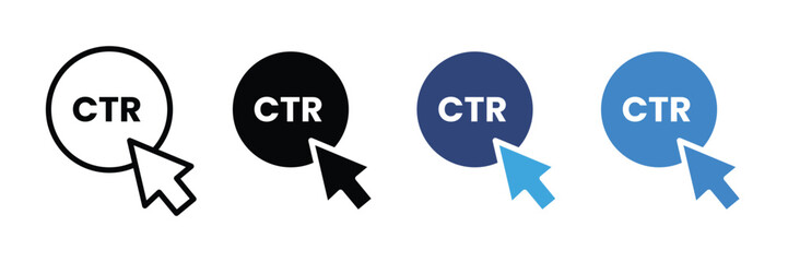 click-through rate (ctr) with mouse cursor interaction icon set isolated on white background, Vector illustration