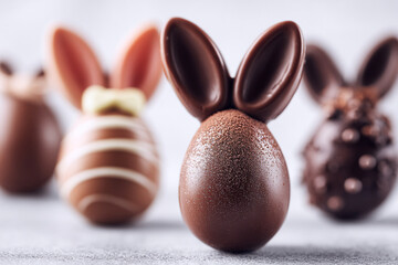 Easter chocolate bunny eggs with sprinkles and swirls