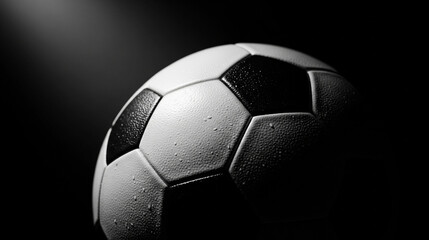 Fototapeta premium Classic Soccer Ball Under Dramatic Spotlight (Black and White)