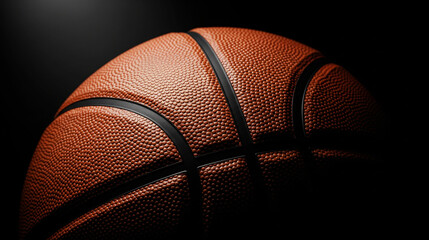 Dramatic Low Key Close-up of Basketball Texture on Dark Background