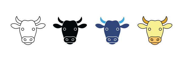 Collection of cow head icon set isolated on white background. vector illustration