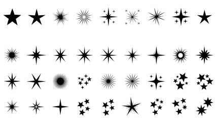 set of black silhouettes of flowers