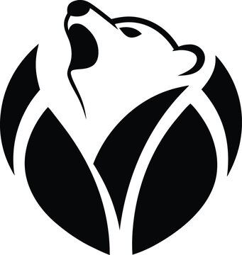 Stylized roaring bear head mascot emblem silhouette vector illustration