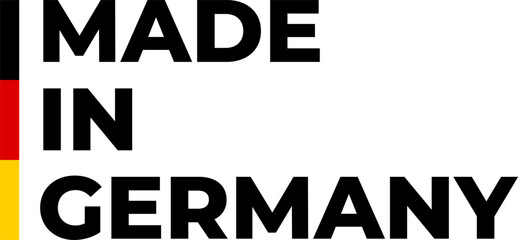 Label shows made in Germany with national colors and stylish design featuring simple text format