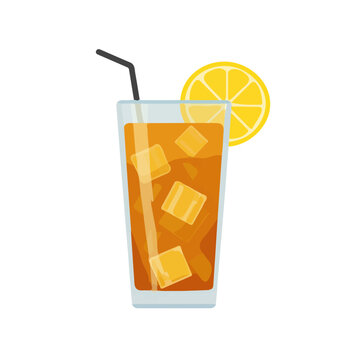 Modern flat 2D vector illustration of Iced Tea, clean and minimal design, isolated on white background.