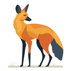 Simple flat 2D vector graphic of Maned Wolf, modern icon look, displayed on a pure white background.