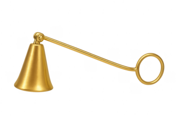 Golden candle snuffer extinguishing flicking wick flame