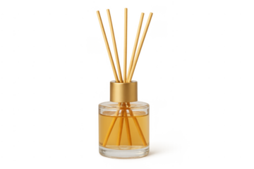 Reed diffuser spreading aroma essential oil concept