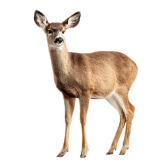 Fototapeta premium Female roe deer isolated on white background