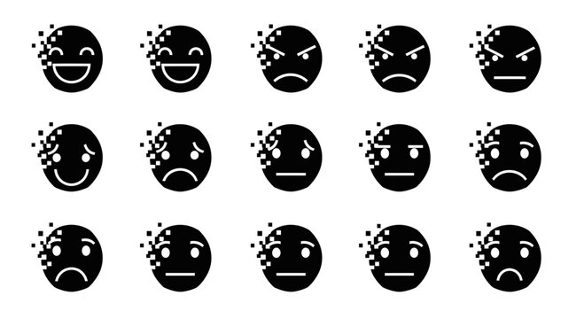 Emotional emoji faces expressing diverse feelings, from happiness to anger, perfect for digital communication and design projects