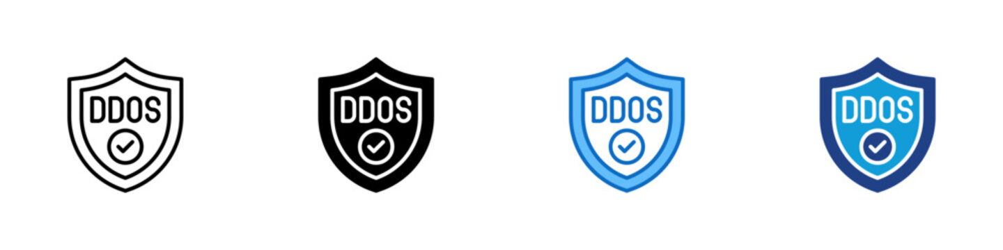 DDoS Protection Multiple Style Icon Design Vector - Defense system protecting servers and networks from distributed denial attacks