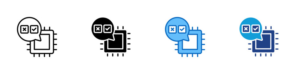 AI Validation Multiple Style Icon Design Vector - Artificial intelligence system verifying data and processes through automated checking and confirmation