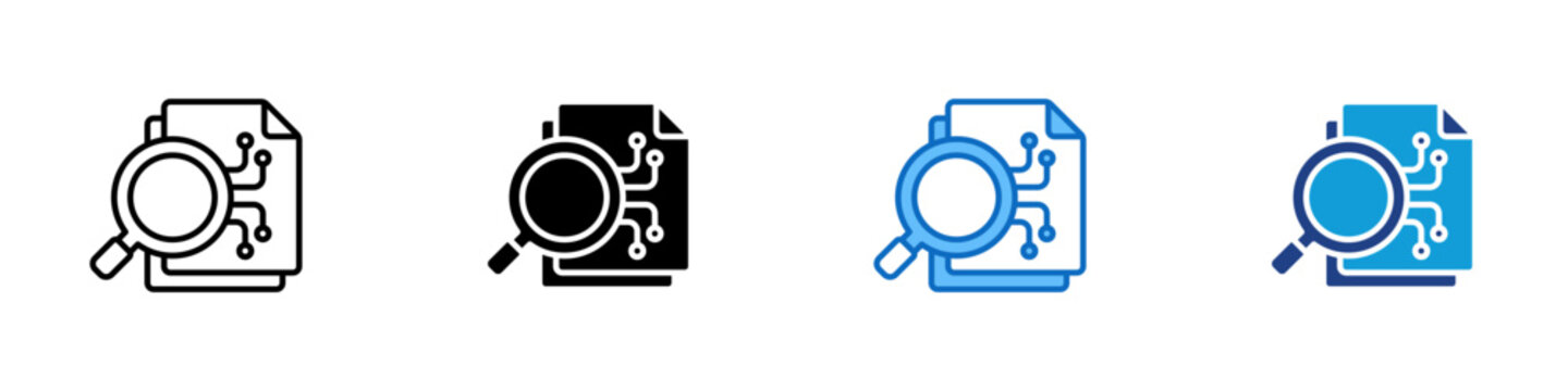 AI Analysis Multiple Style Icon Design Vector - Artificial intelligence analyzing documents and data to extract insights, patterns, and intelligent results