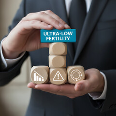 Concept of ultra low fertility and demographic crisis. Aging society and low birth rate in developed countries.new concept